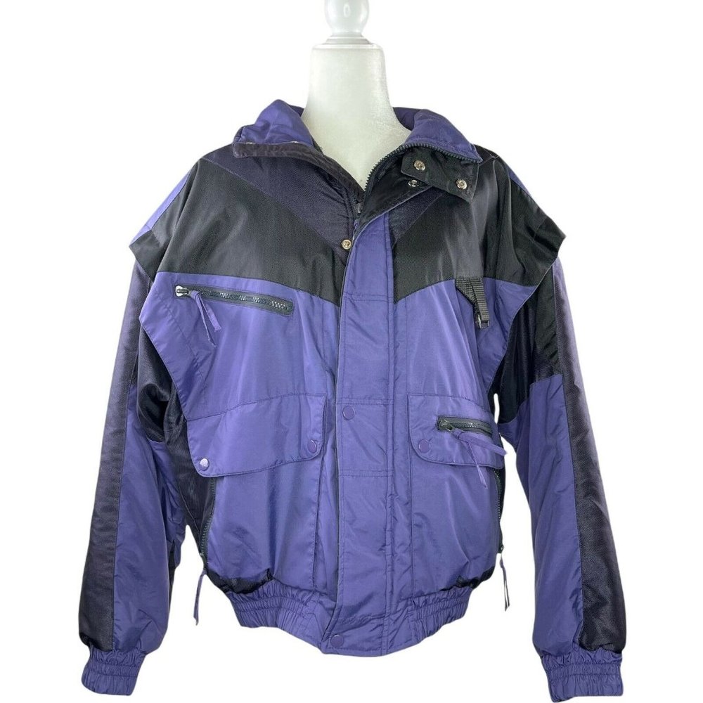 Alpine Ski Women’s Men's Vintage Purple Black Winter Coat Jacket Large